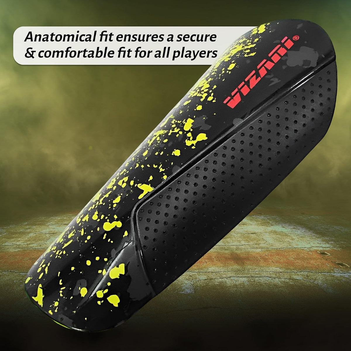 Vizari Sports Elite Soccer Shin Guard with Compression Sleeve, Black/Yellow/Red