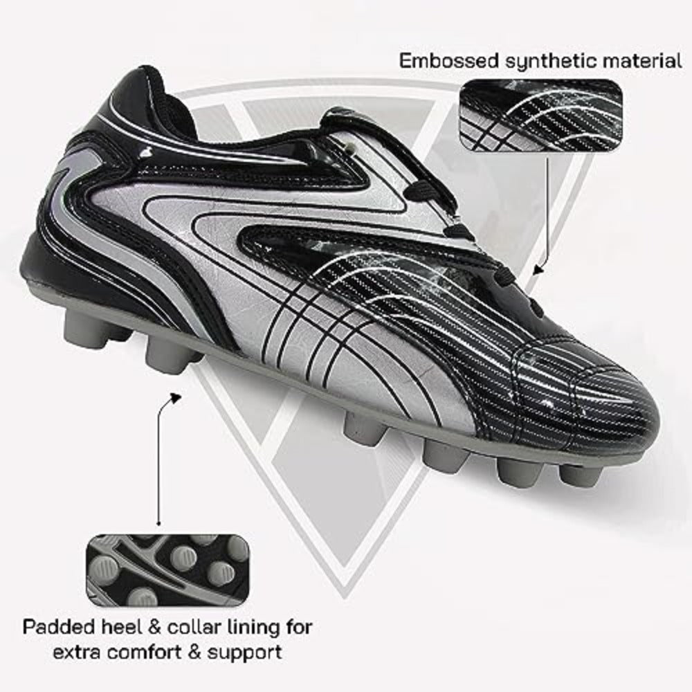 Striker Firm Ground Soccer Shoes -Black/Silver