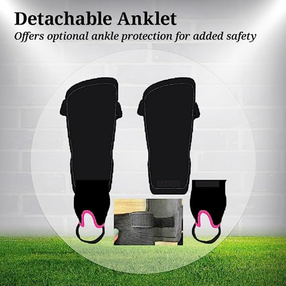 Zodiac Soccer Shin Guard with Detachable Ankle Protection-Black