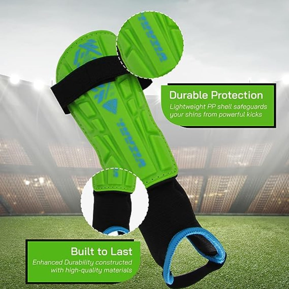 Malaga Soccer Shin Guard with Adjustable Straps-Green