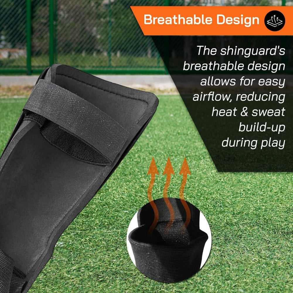 Vizari Malaga Soccer Shin Guards for Youth & Adults -Lightweight Ankle Protection – Orange/Black