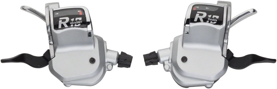 microSHIFT R10 Trigger Shifter Set - 10-Speed Road Double Optical Gear Indicator Shimano Compatible Silver