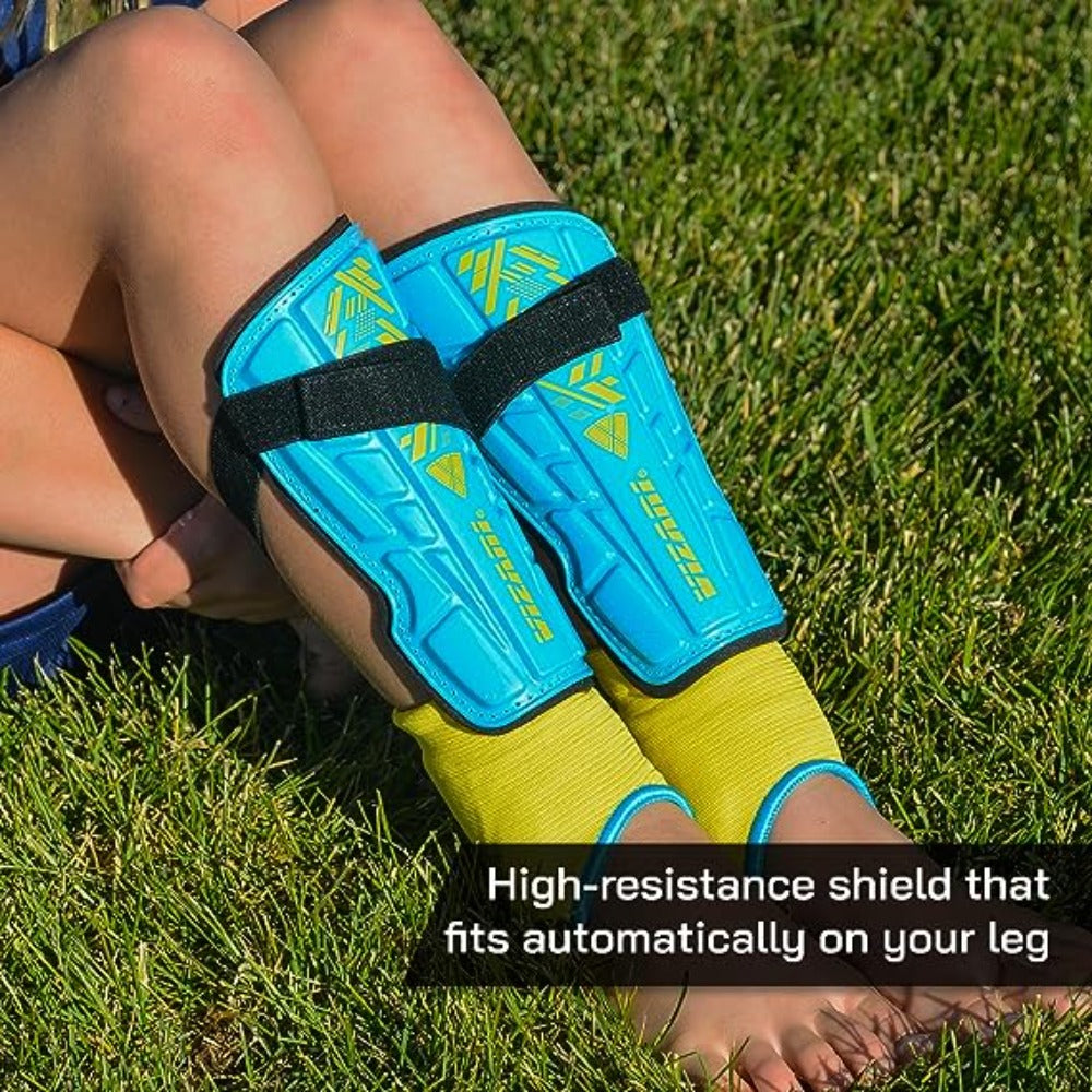 Malaga Soccer Shin Guard with Adjustable Straps-Sky/Yellow