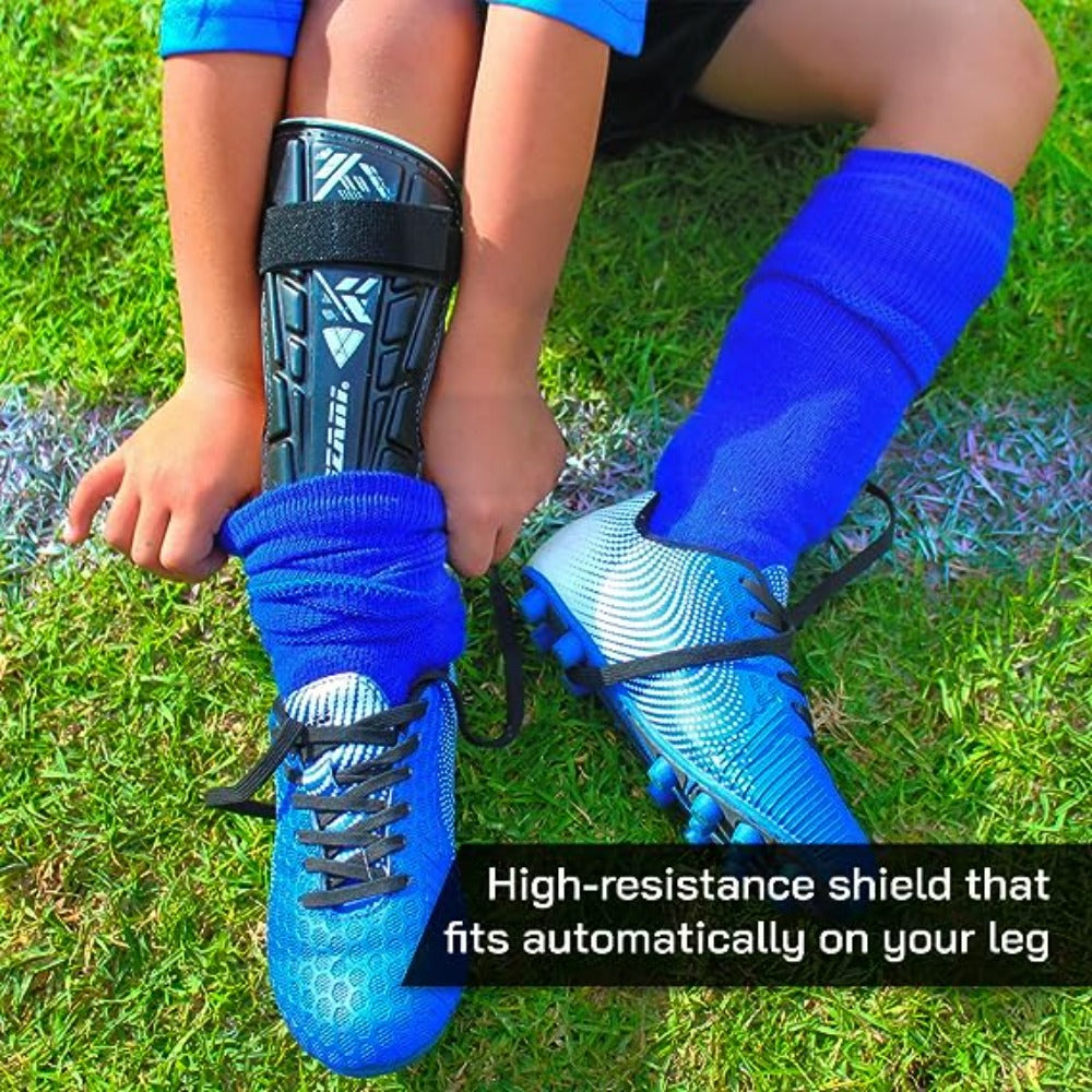 Malaga Soccer Shin Guard  with Adjustable Straps-Black