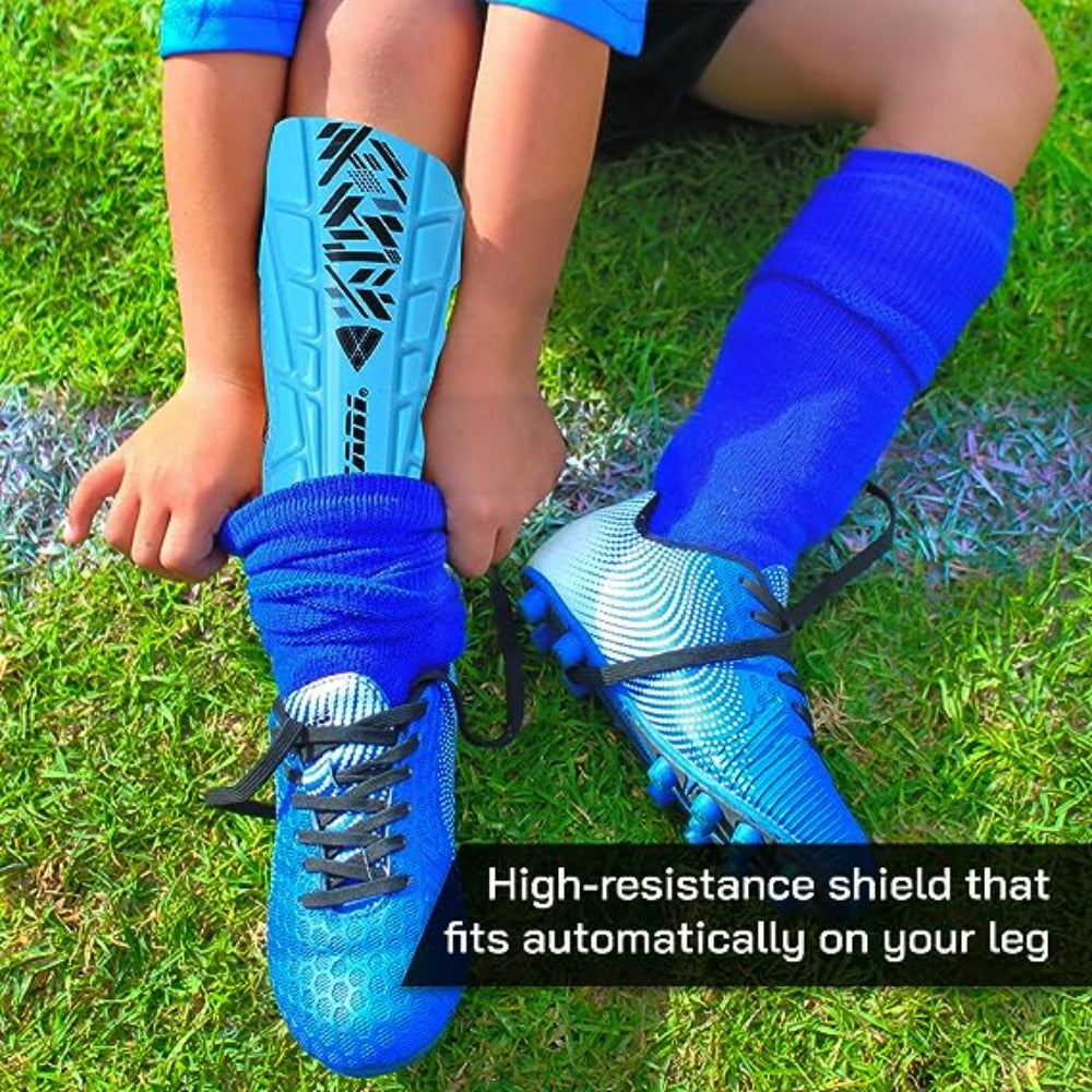 Malaga Soccer Shin Guard with Adjustable Straps-Blue/Black