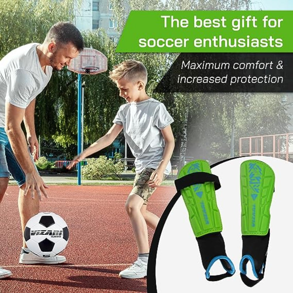 Malaga Soccer Shin Guard with Adjustable Straps-Green