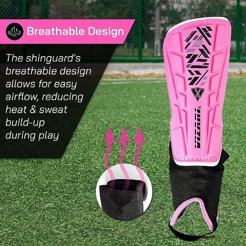 Malaga Soccer Shin Guard with Adjustable Straps-Pink