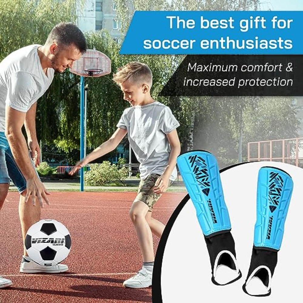 Malaga Soccer Shin Guard with Adjustable Straps-Blue/Black