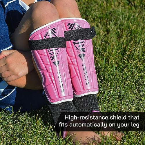 Malaga Soccer Shin Guard with Adjustable Straps-Pink