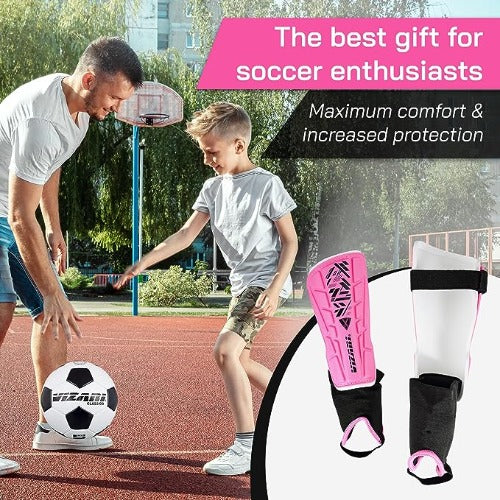Malaga Soccer Shin Guard with Adjustable Straps-Pink