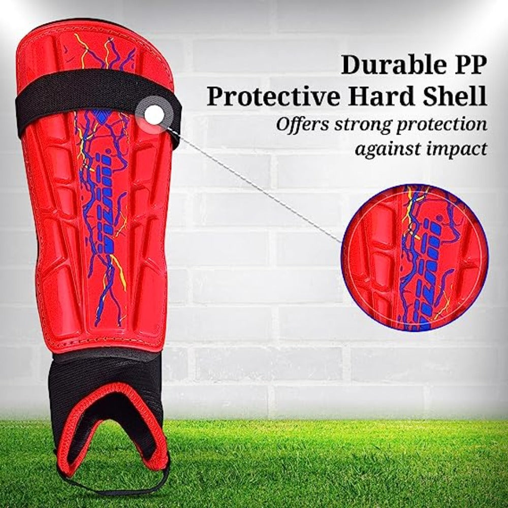 Zodiac Soccer Shin Guard with Detachable Ankle Protection-Red