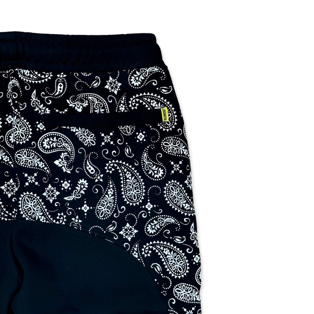 Paneled Joggers - Black Paisley