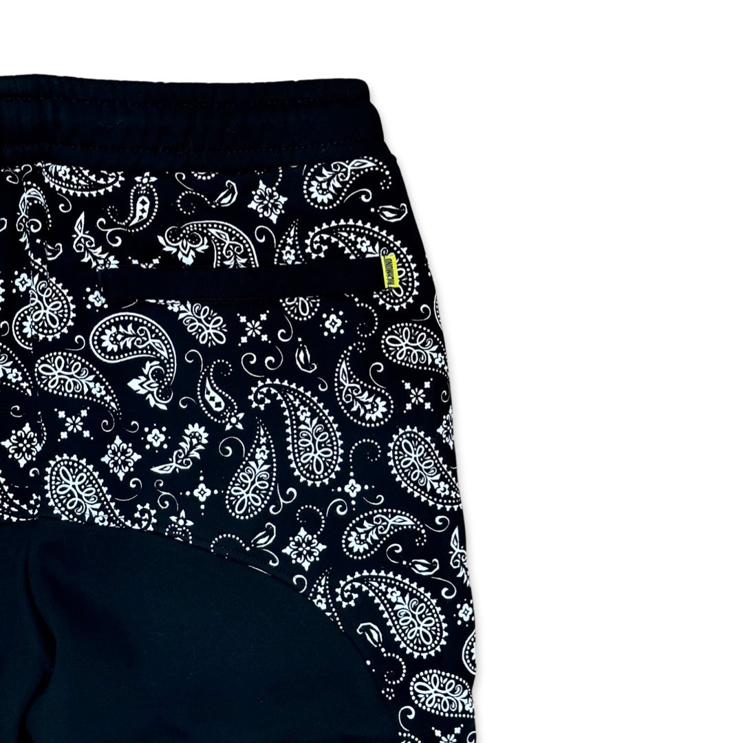 Paneled Joggers - Black Paisley