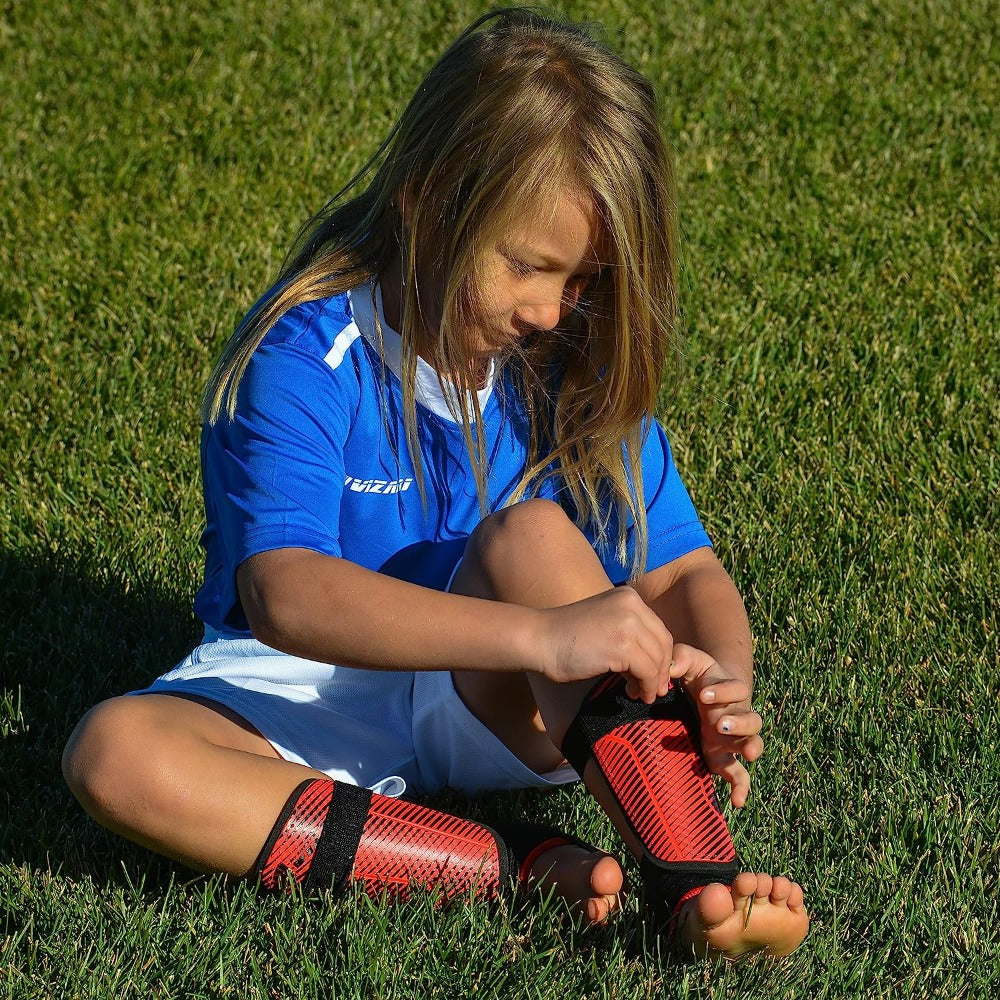 Matera Soccer Shin Guard with Ankle Protection-Red/Black