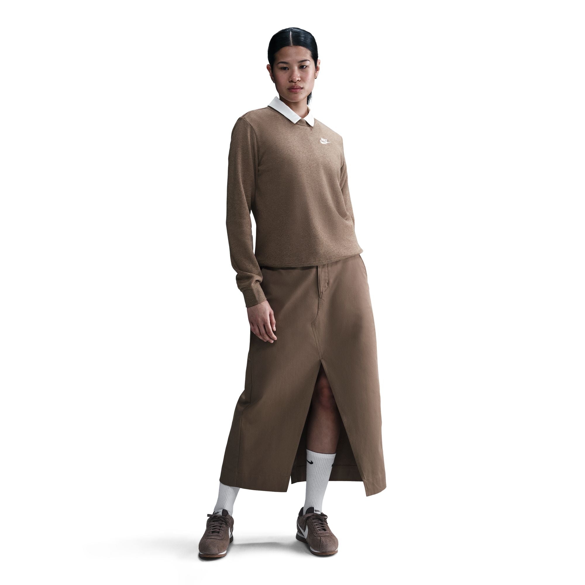 Nike Women's Sportswear Club Fleece Crewneck - Mink Brown