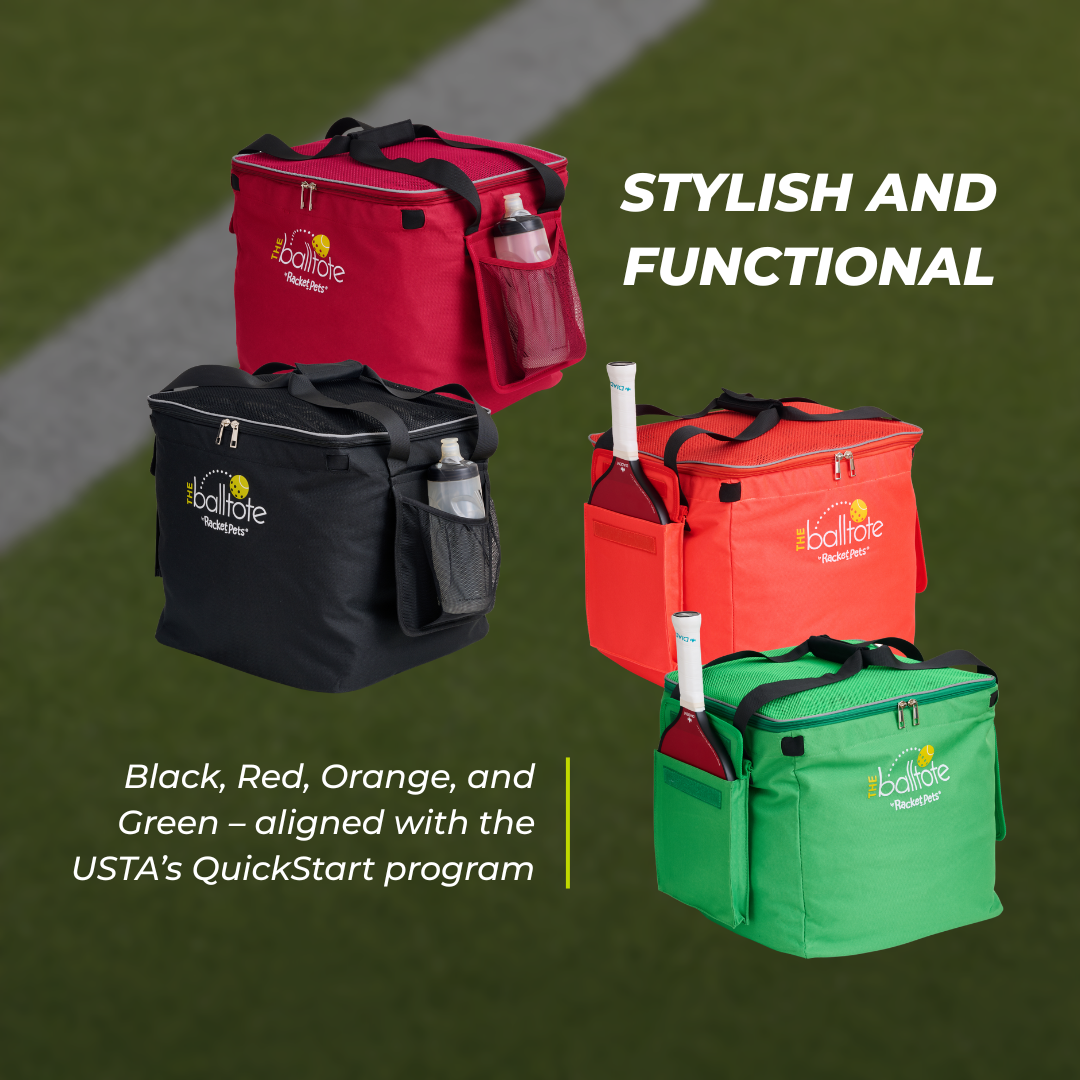 Ball Tote & Cart - Portable Teaching Cart with Black Ball Tote Bag for Tennis and Pickleball Pros