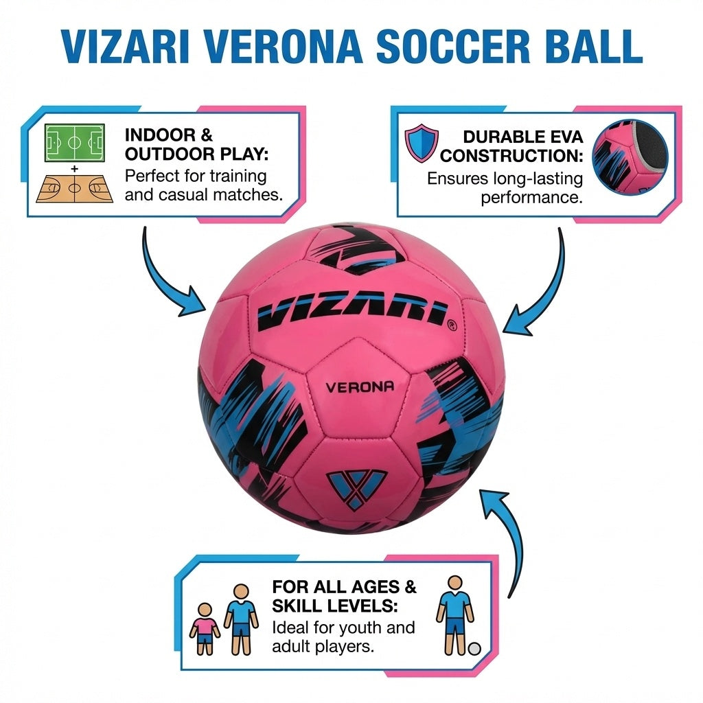 Verona Soccer Ball-Pink/Black/Sky