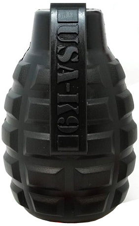 USA-K9 Grenade Shaped eDispenser Durable Dog Chew Toy & Treat Dispenser - Magnum Black