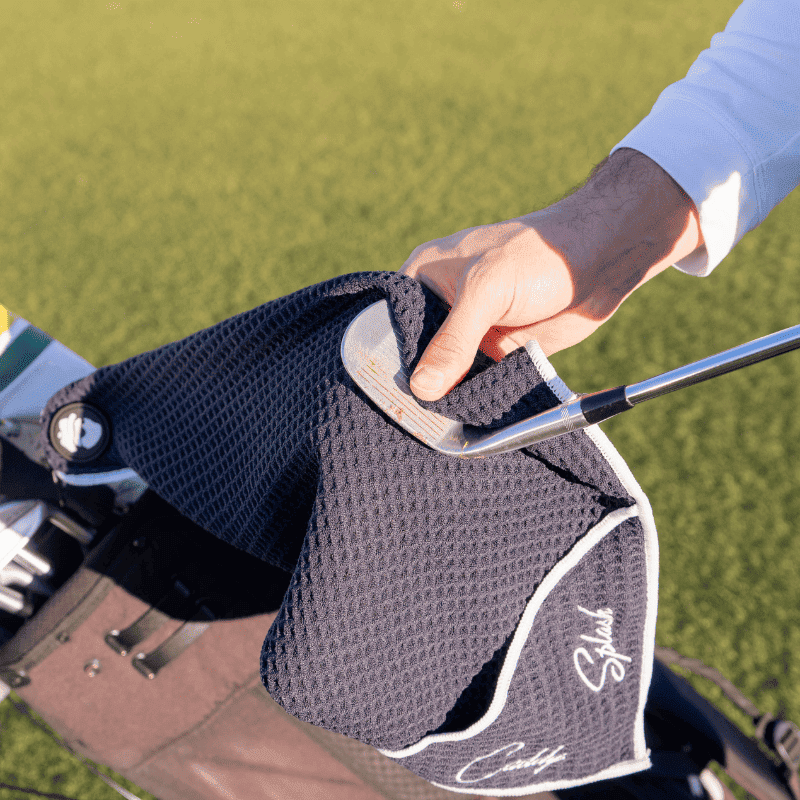 Golf Pocket Mag Towel - Black & Golf Club Water Brush Pro Bundle