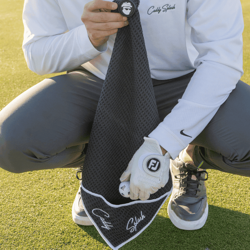 Golf Pocket Mag Towel - Black & Golf Club Water Brush Pro Bundle
