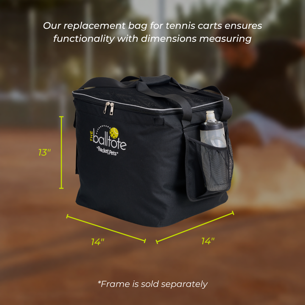 Ball Tote & Cart - Portable Teaching Cart with Black Ball Tote Bag for Tennis and Pickleball Pros