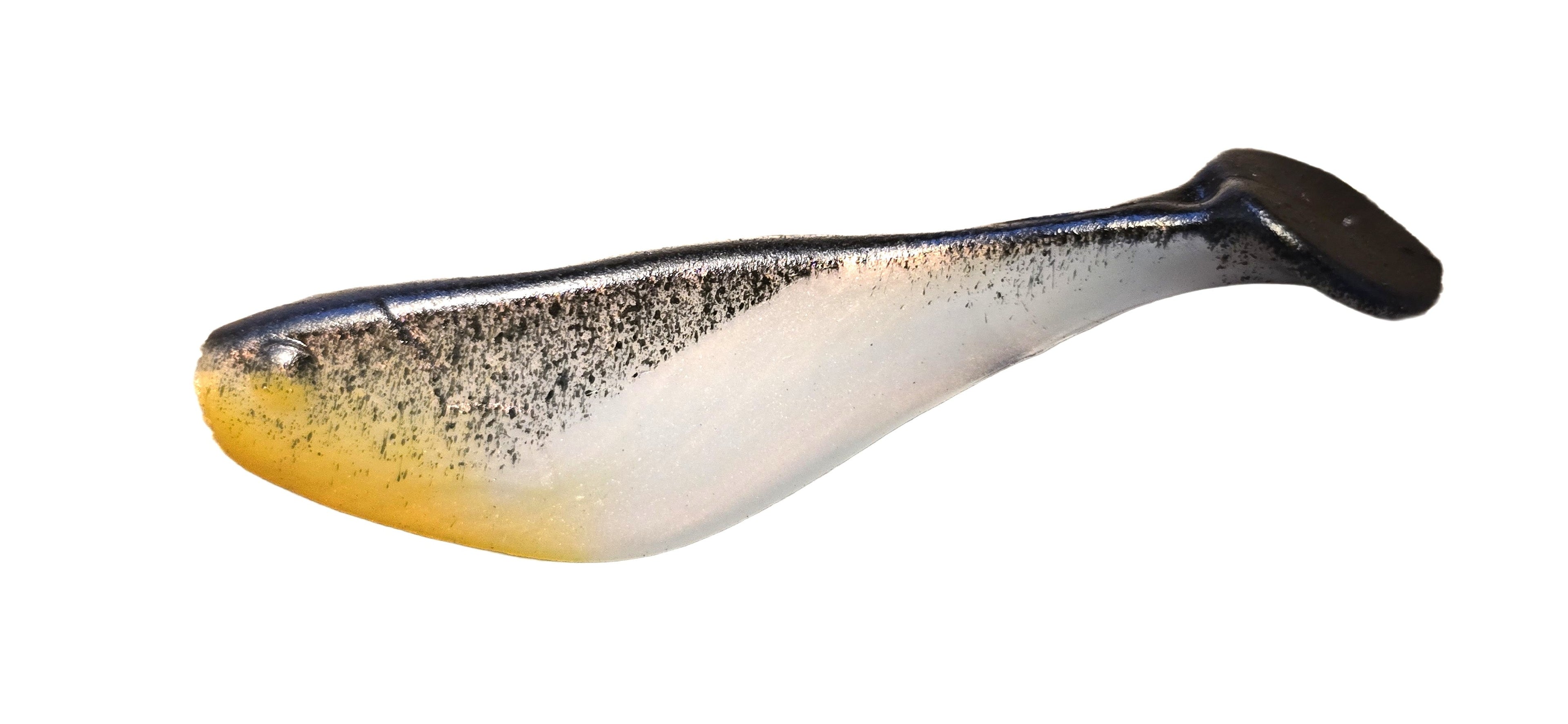 Swim Shad 2" - White / Black w/ Orange Throat