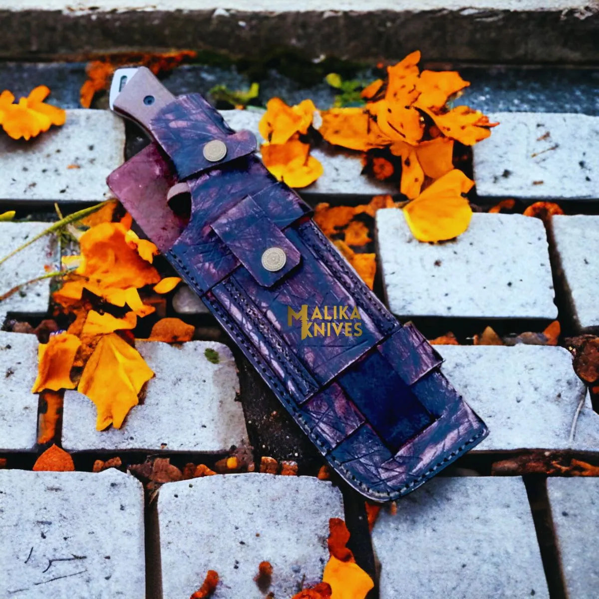 Custom Damascus Tracker Bowie Knife Micarta