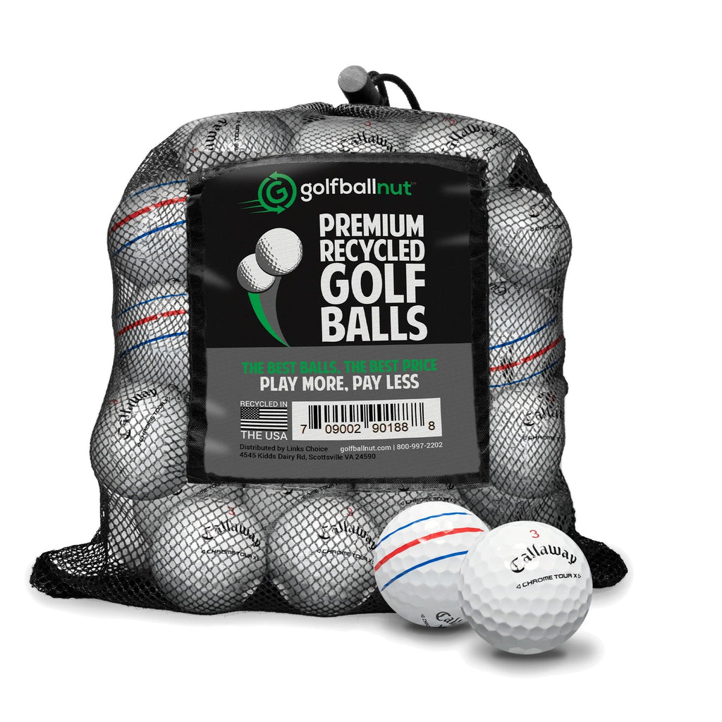 Used Callaway Chrome Tour X Triple Track Golf Balls - Dozen & Mesh Bags