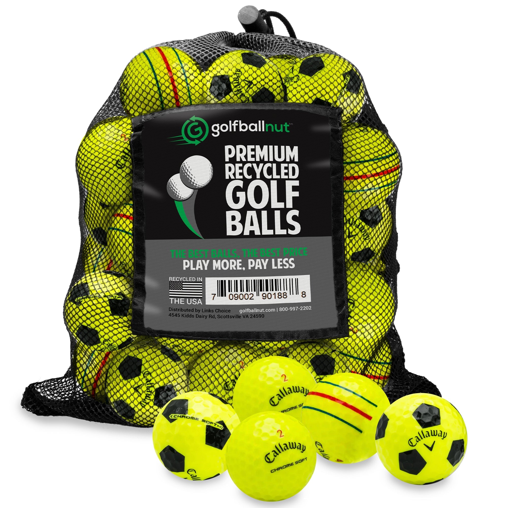Recycled Mix Yellow Callaway Graphic Balls –  48 Count