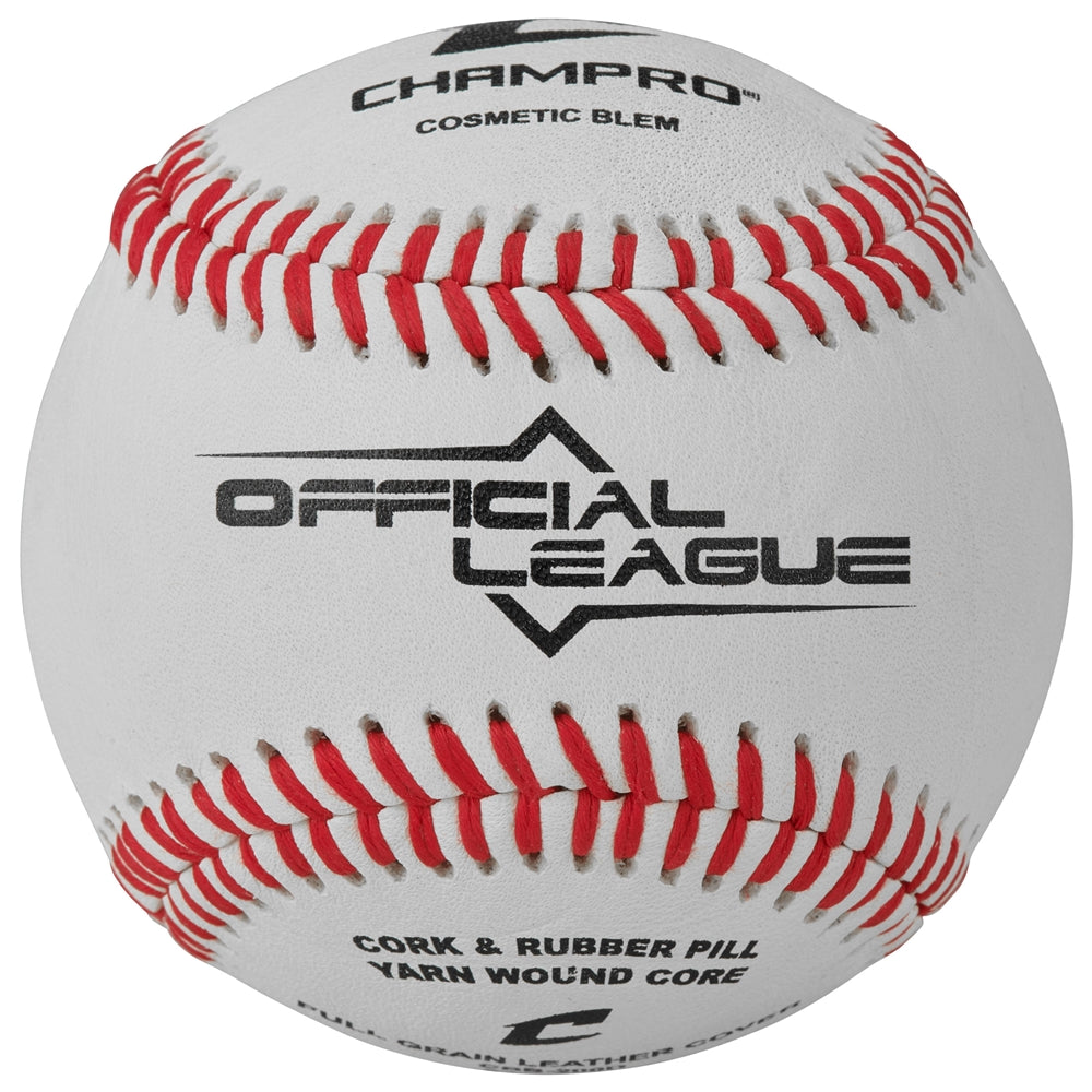 OFFICIAL LEAGUE - CUSHION CORK CORE - FULL GRAIN LEATHER BASEBALL (COSMETIC BLEM)