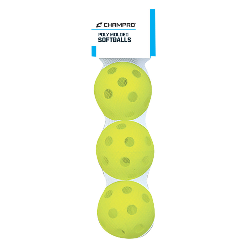 12" POLY BALLS-3 PK OPTIC YEL