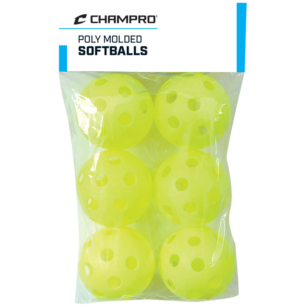 12" POLY BALLS-6 PK OPTIC YEL