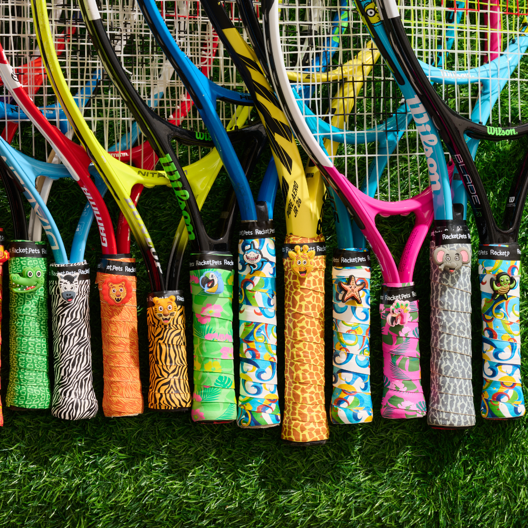 Giraffe Yellow  Tennis Overgrip Tape and Matching Shock Absorbing Dampener for Tennis Racket