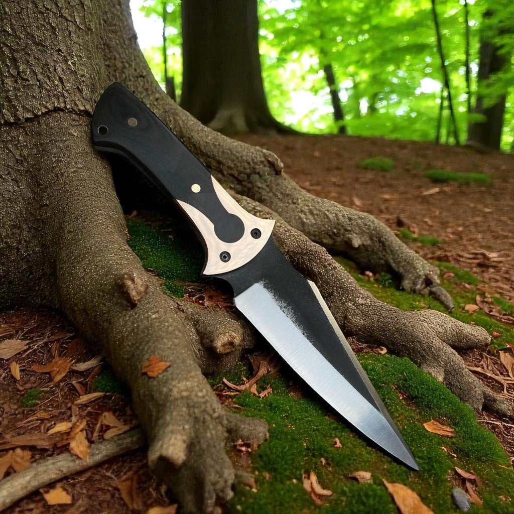 D2 Steel Hunting Knife with G10 Handle & Leather Sheath