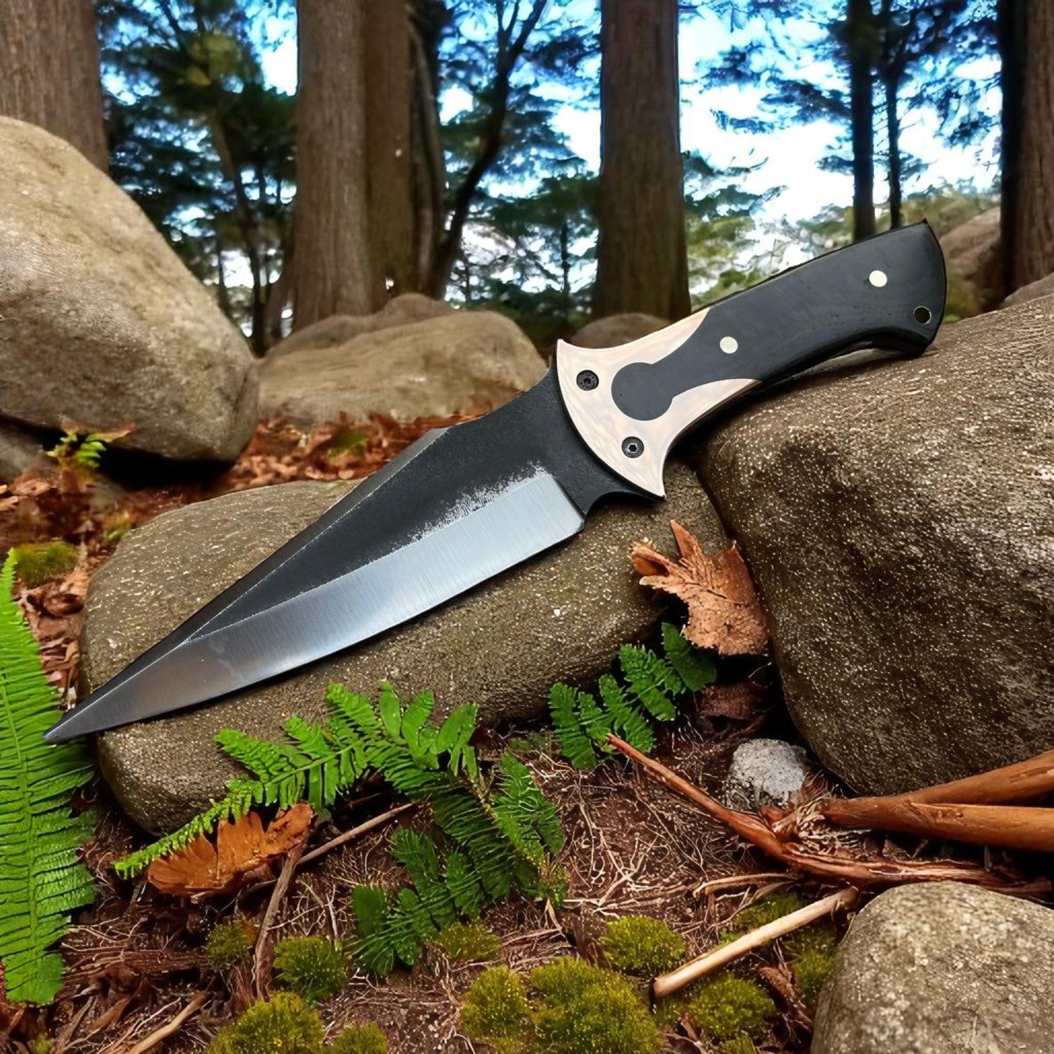 D2 Steel Hunting Knife with G10 Handle & Leather Sheath