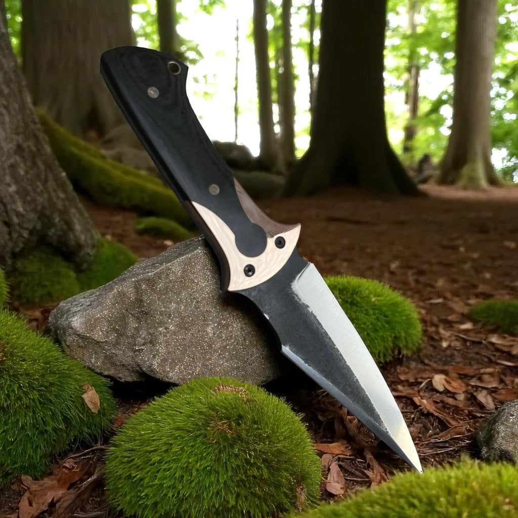 D2 Steel Hunting Knife with G10 Handle & Leather Sheath