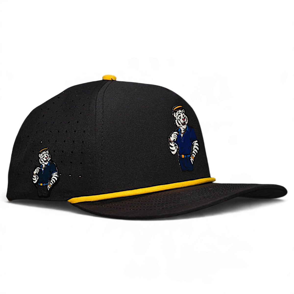 Saintly Tiger Golf Hat | Snapback Cap | Built-in Magnetic Ball Marker Holder + Marker Included | Adjustable White Tiger