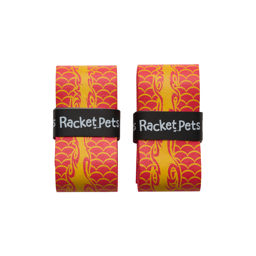 Value Pack - A Red Dragon Racket Pet Tennis Dampener and Overgrip Tape with a (Pack of 2) Replacement Overgrip Tape