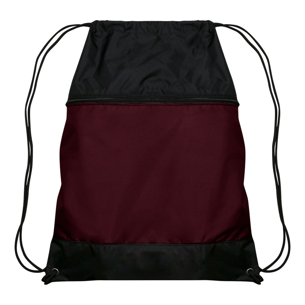 DRAWSTRING BAG W/ZIPPER POCKET