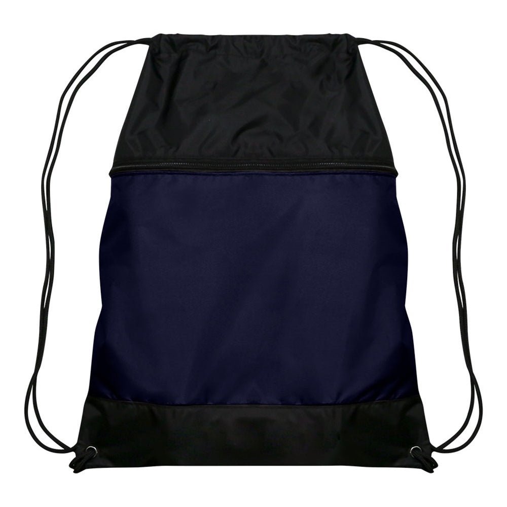 DRAWSTRING BAG W/ZIPPER POCKET