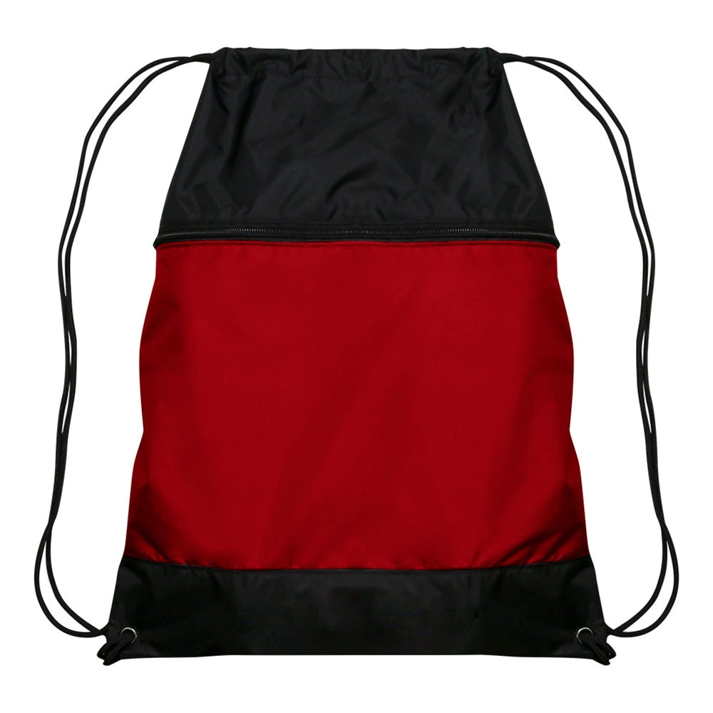 DRAWSTRING BAG W/ZIPPER POCKET