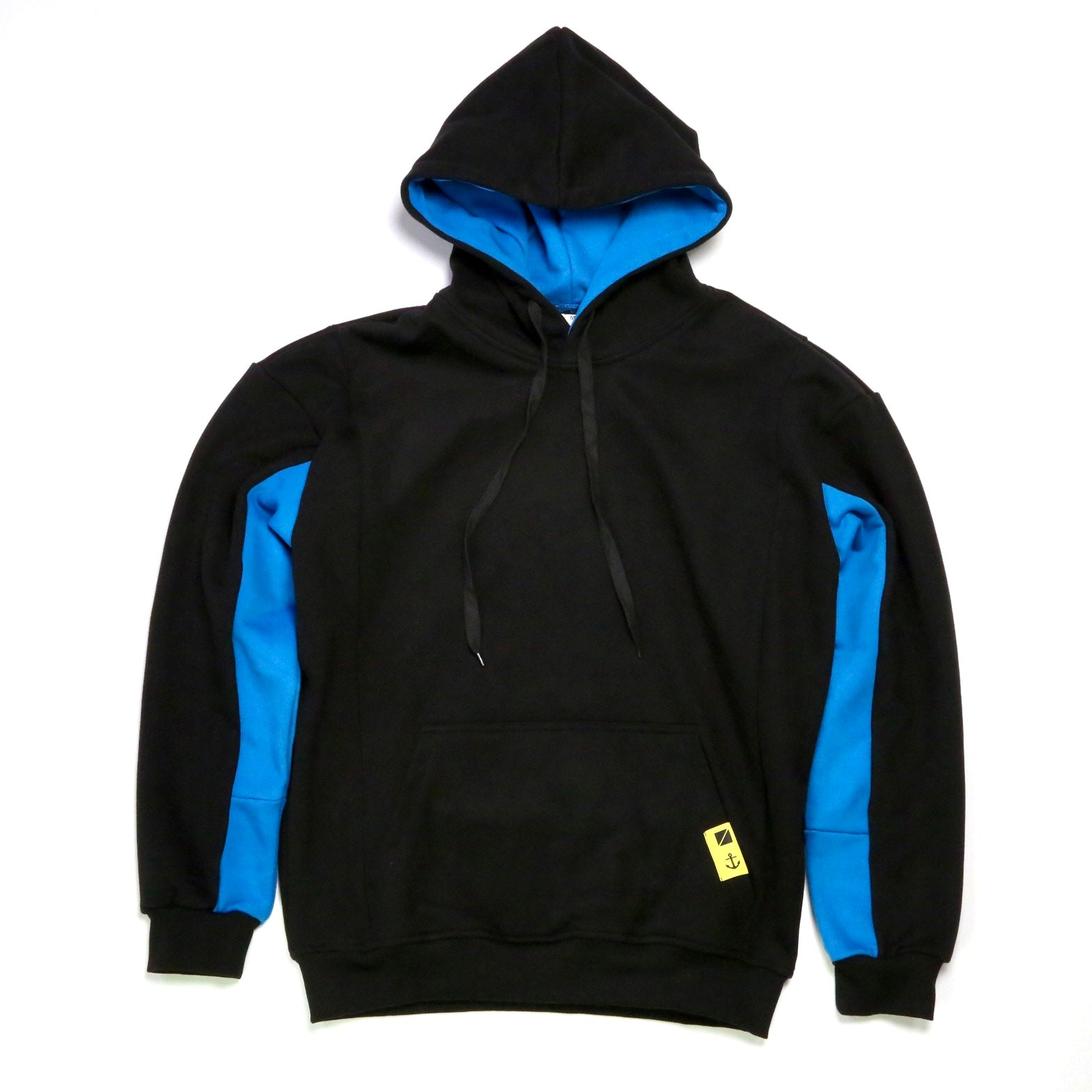 Paneled Pullover Hoodie - Azure / Black