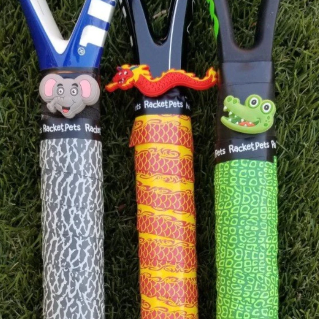 Alligator Green Tennis Overgrip Tape and Matching Shock Absorbing Dampener for Tennis Racket