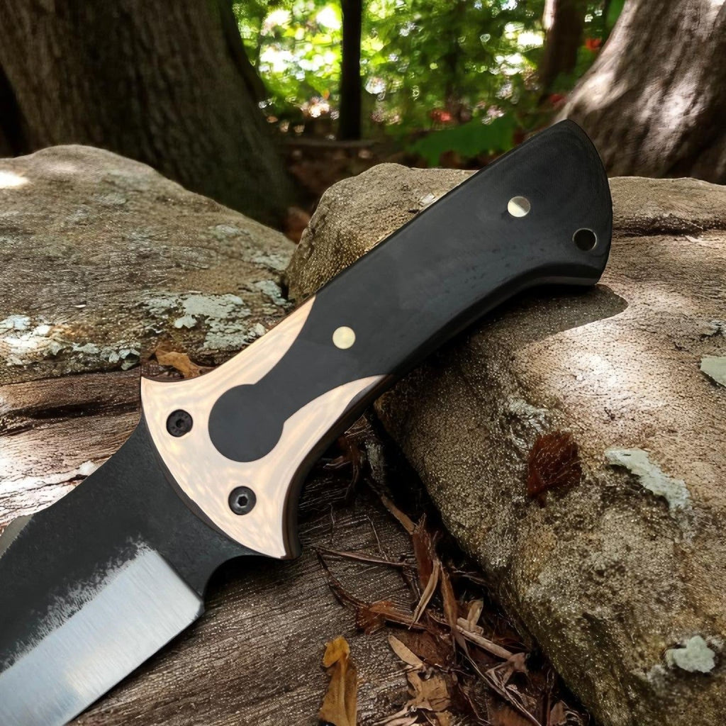 D2 Steel Hunting Knife with G10 Handle & Leather Sheath
