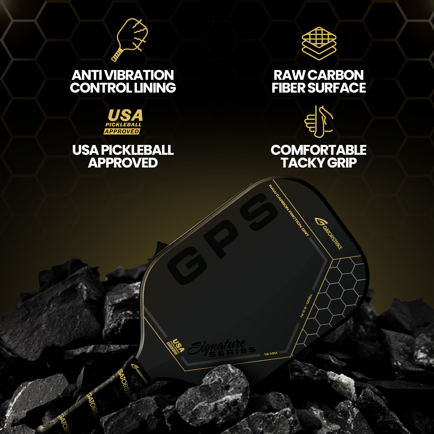 Gold Pro Control T700 (16mm) Raw Carbon Fiber Weave Grit