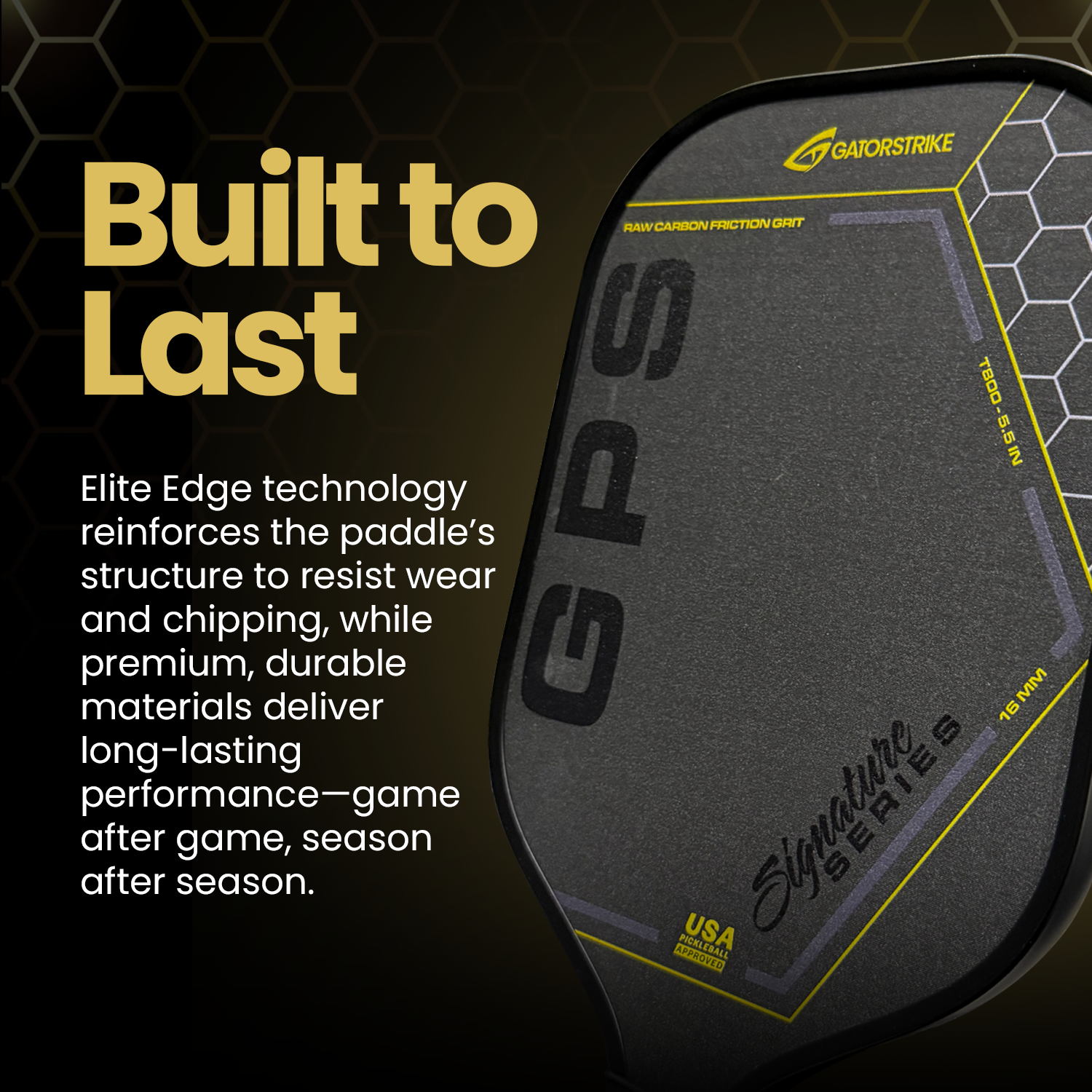Gold Pro Power T800 Power (16mm) Raw Carbon Fiber Weave Grit