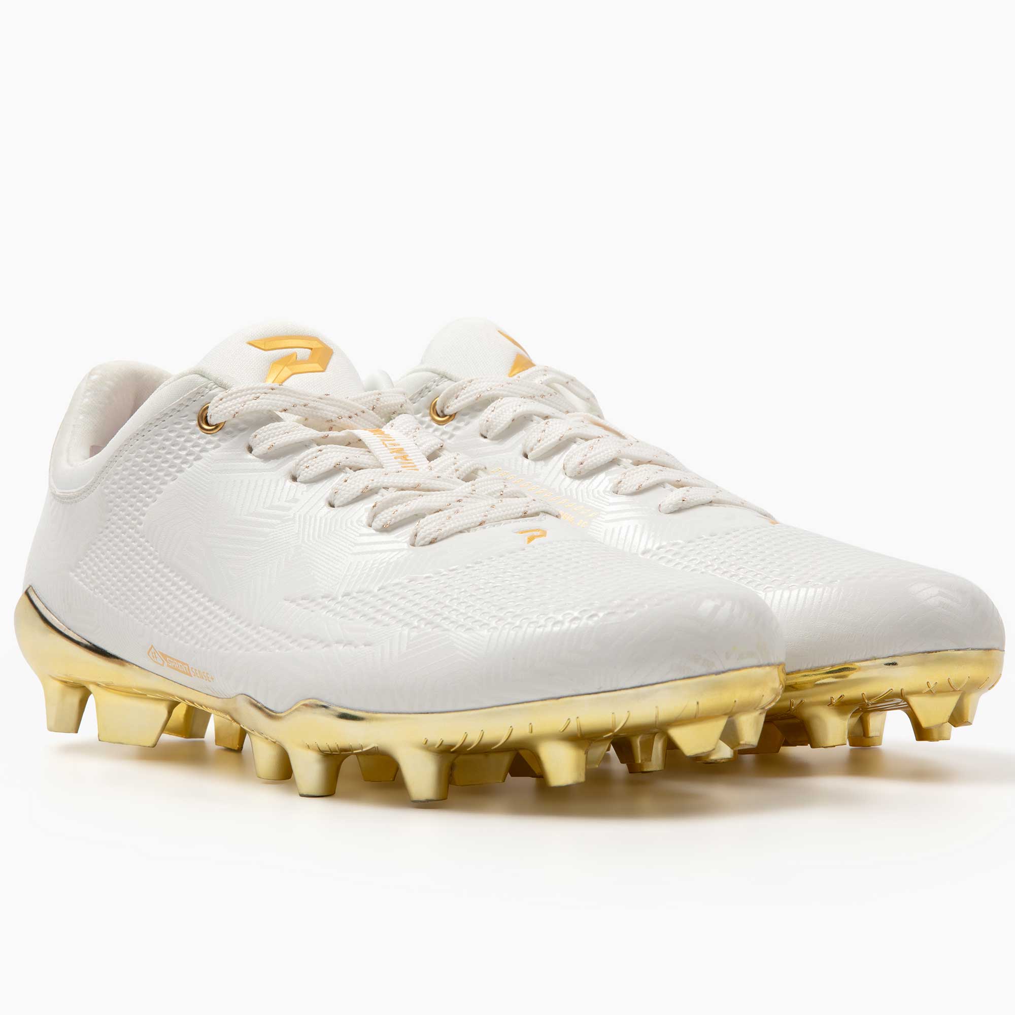 Gold Rush White & Gold Cleats — Quantum Carbon by Phenom Elite