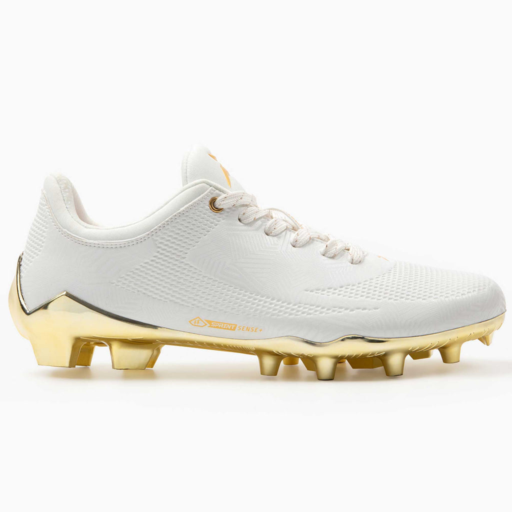 Gold Rush White & Gold Cleats — Quantum Carbon by Phenom Elite