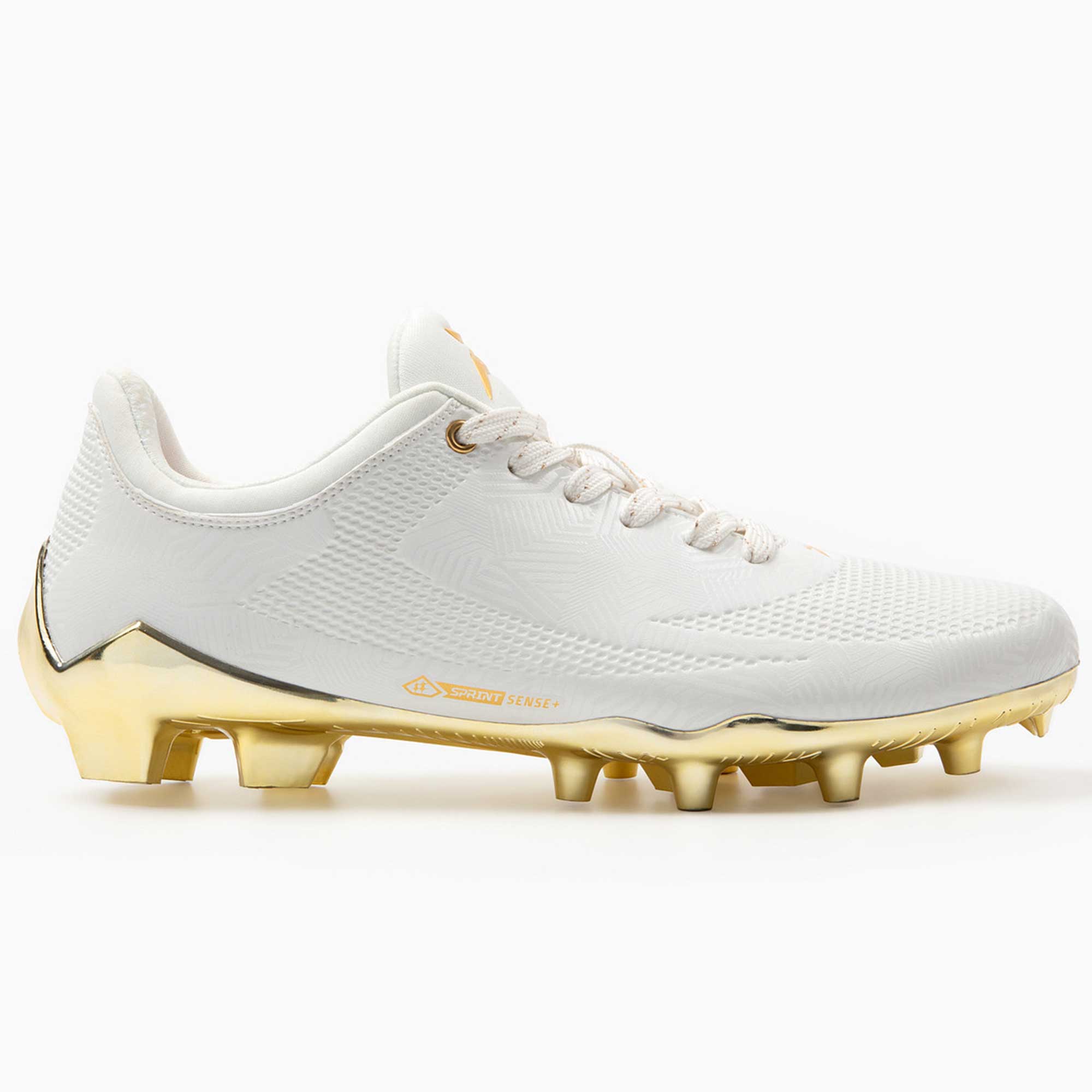Gold Rush White & Gold Cleats — Quantum Carbon by Phenom Elite