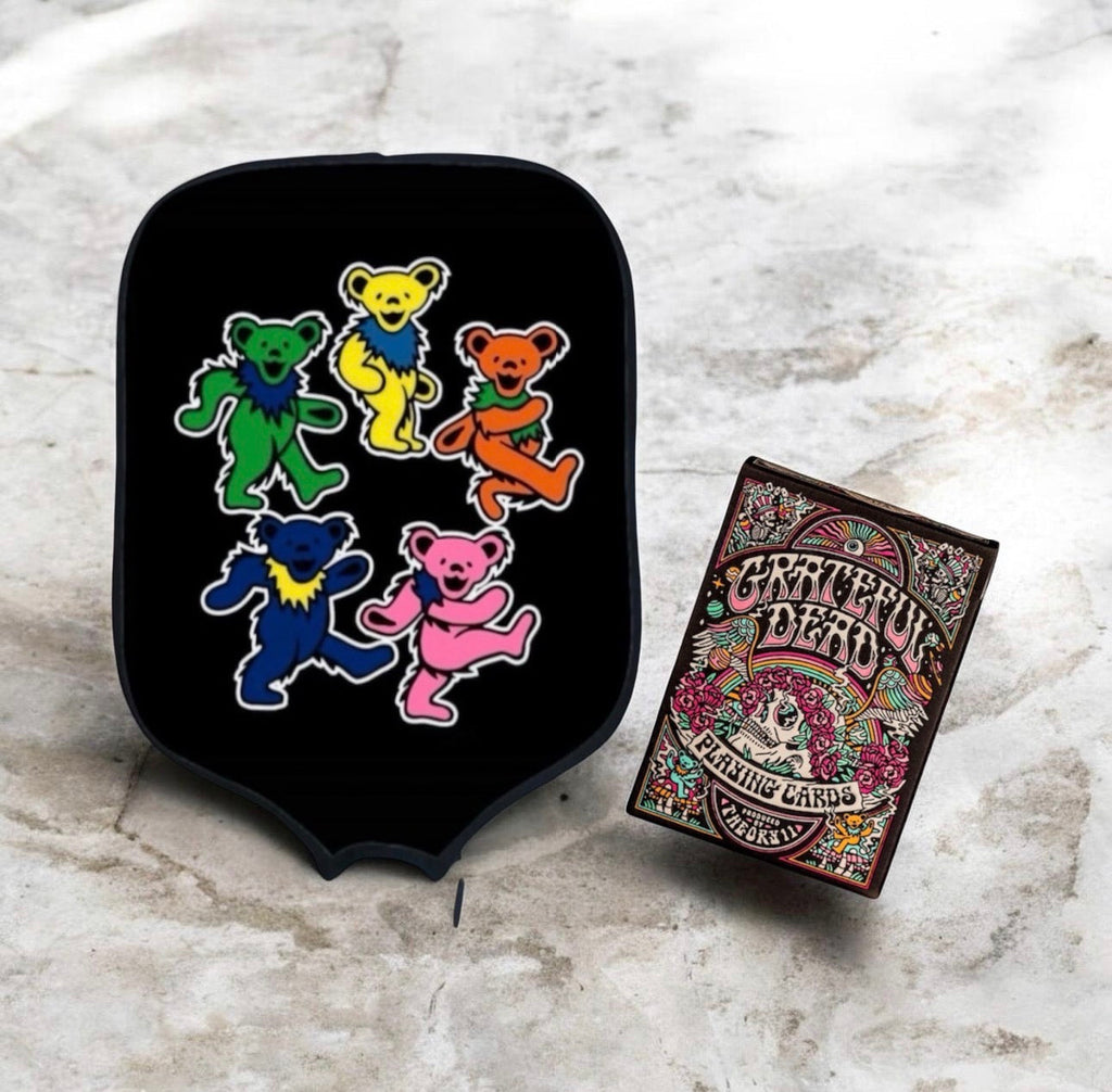 Grateful Dead Drops Dancing Bears Pickleball Paddle Cover & Playing Card Collectors Edition